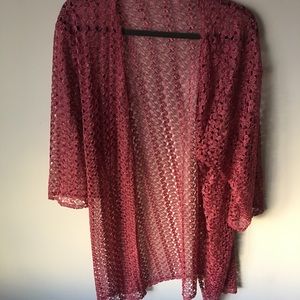 Ashley blue pink long lace cardigan
